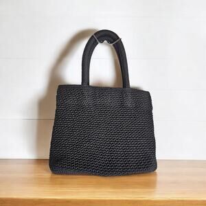 Talbots Women's Black Boho Coastal Grandma Crochet Handbag Purse Bag